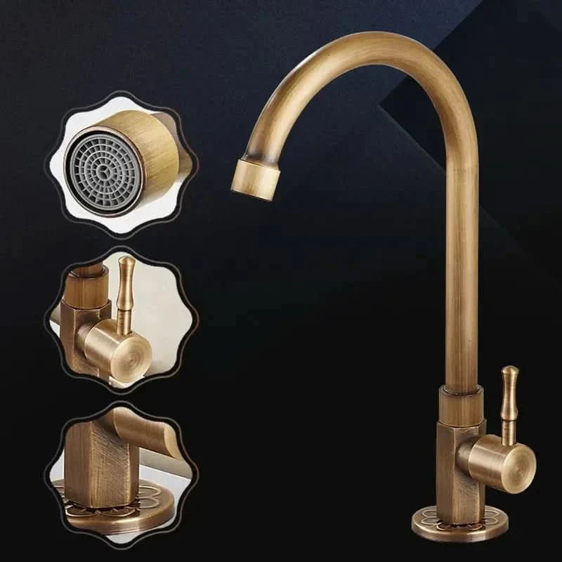 GOLDENSWAN – Robinet antique en laiton pour cuisine et salle de bain