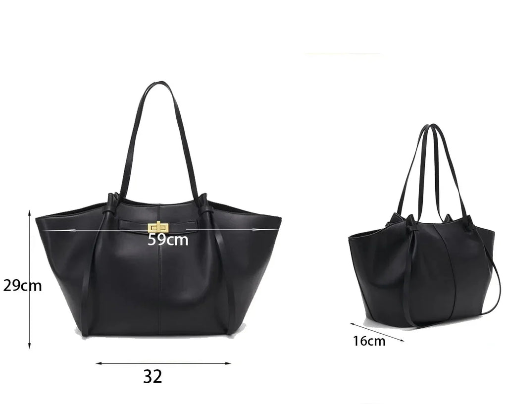 Grand sac à main Lyra en cuir PU noir