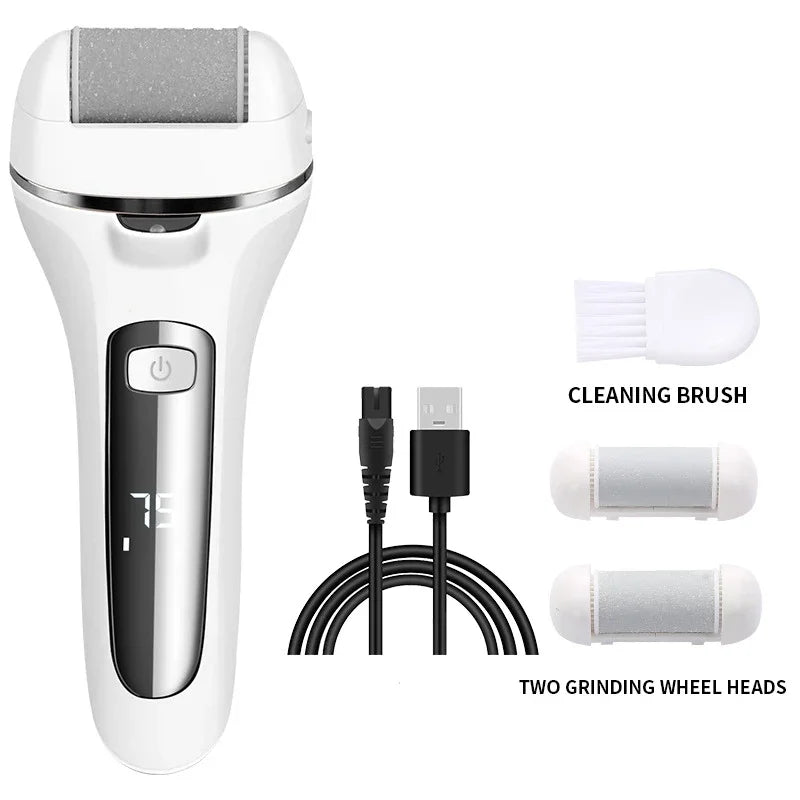 Rasoir électrique pour callosités Pediluxe Pro | Avec 3 têtes de meulage, LED & LCD | Rechargeable & étanche IPX7 | Pour des pieds lisses et soignés