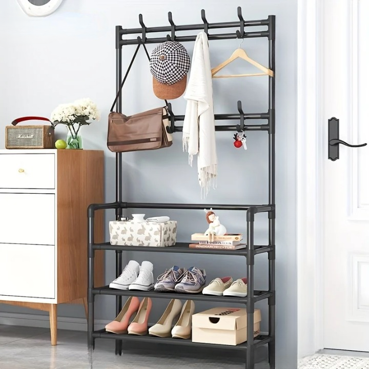Support à manteaux avec étagère à chaussures Multi-Couches construction en acier – EntryMate