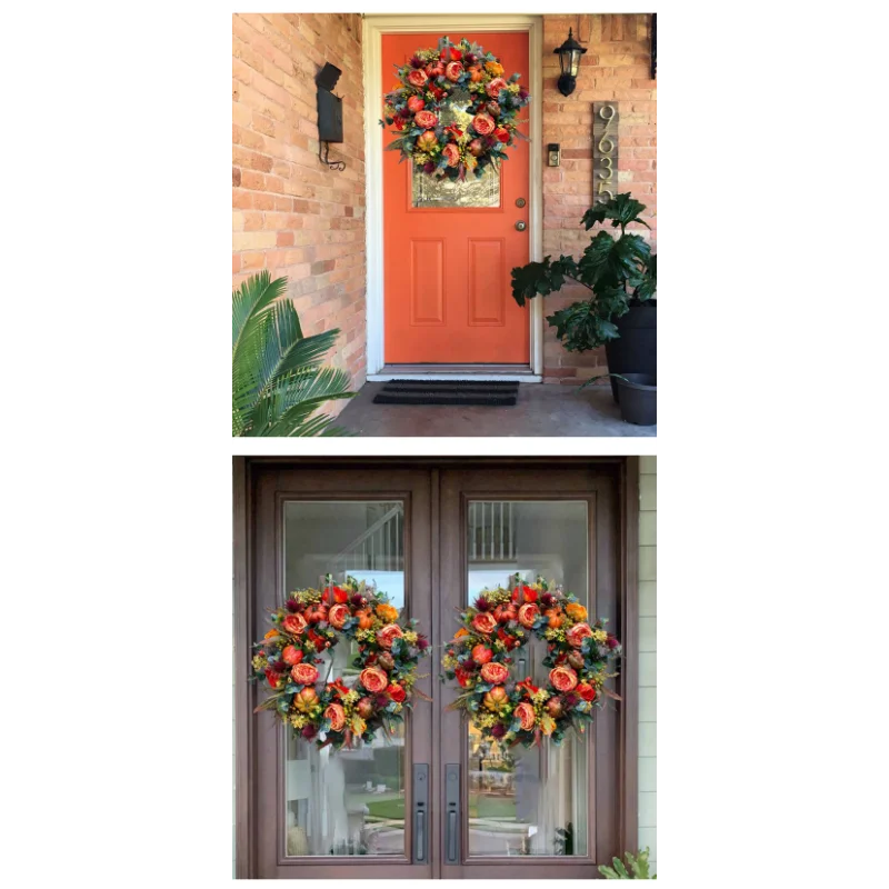 Couronne d'Automne Charm | Citrouille & Rattan | 40 cm | Décoration artisanale pour l'automne & Thanksgiving