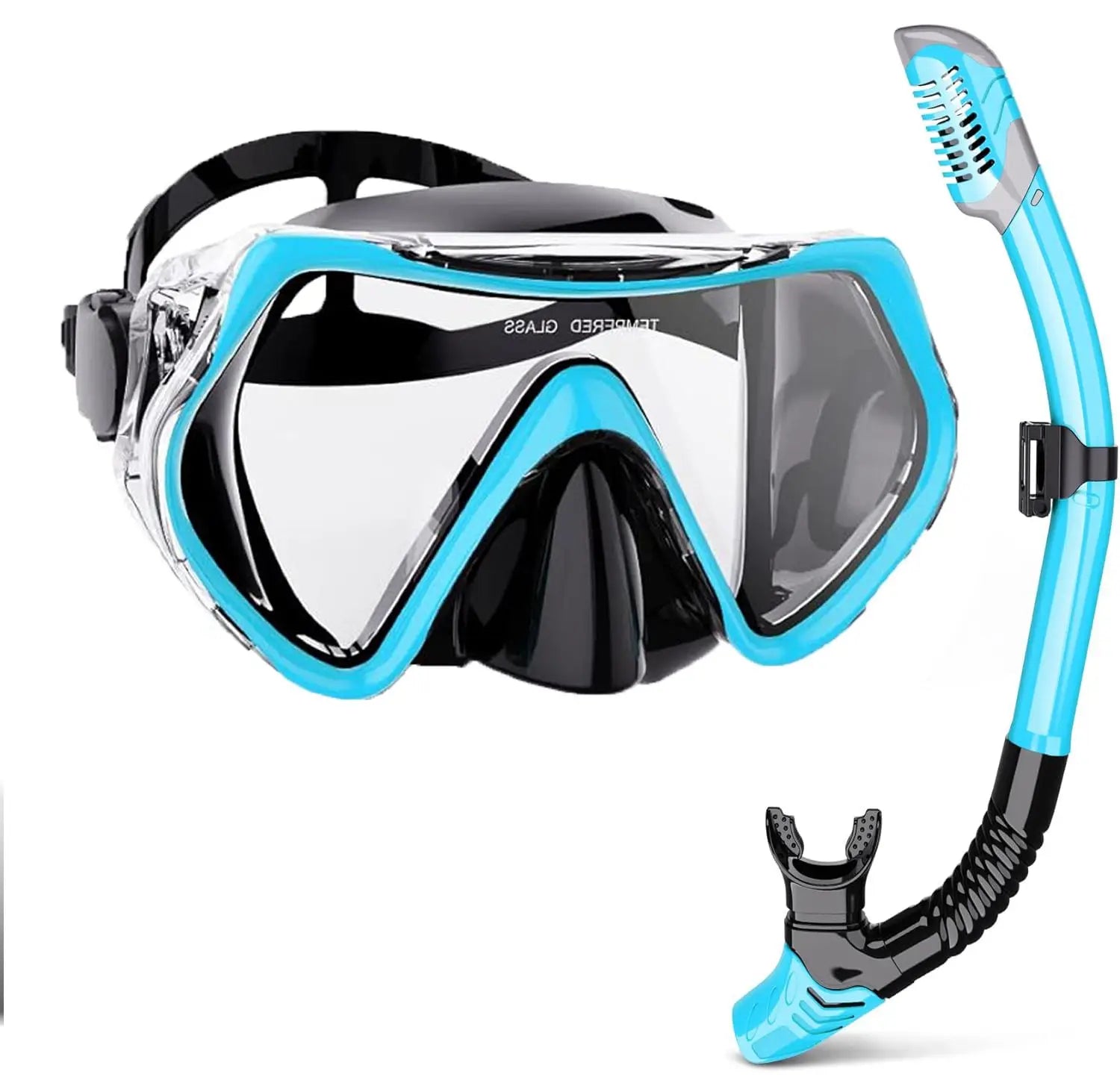AquaVision Masque de Snorkeling Set pour Adultes | Anti-Buée & Résistant aux Chocs | Bord en Silicone & Snorkel Sec | Champ de Vision à 180°