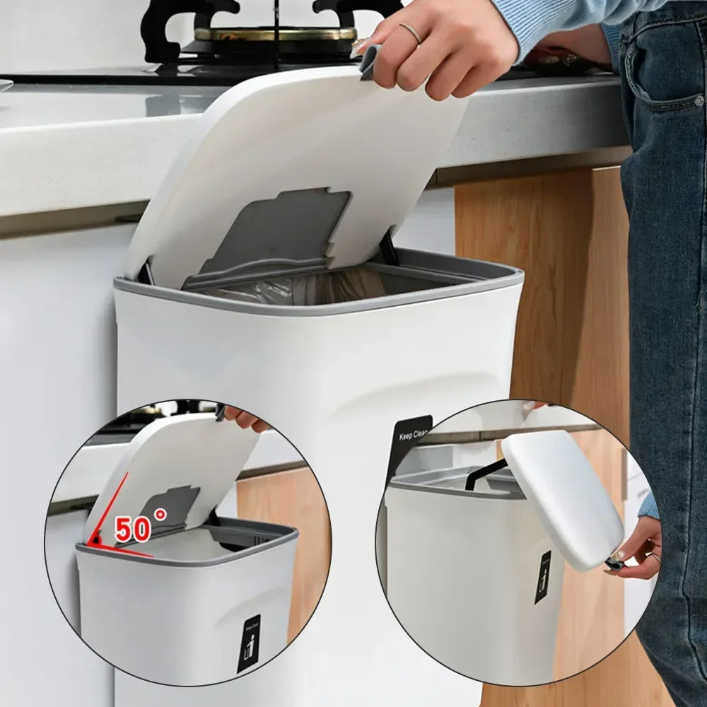 Skanto | Poubelle de cuisine et de salle de bain murale avec couvercle - Disponible en tailles 7L et 9L, idéale pour le stockage et la gestion des déchets