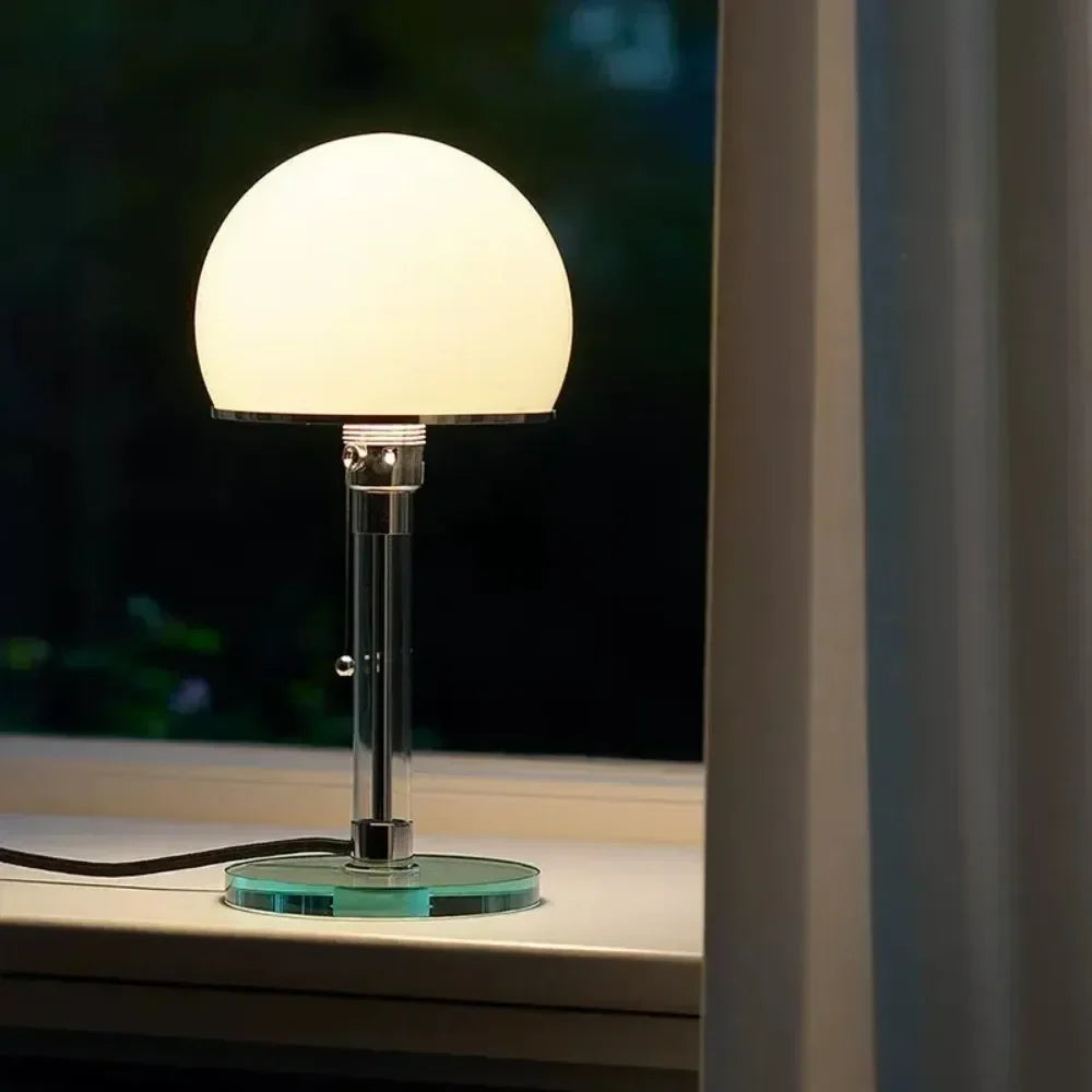 Lampe de table en verre Wilora Bauhaus