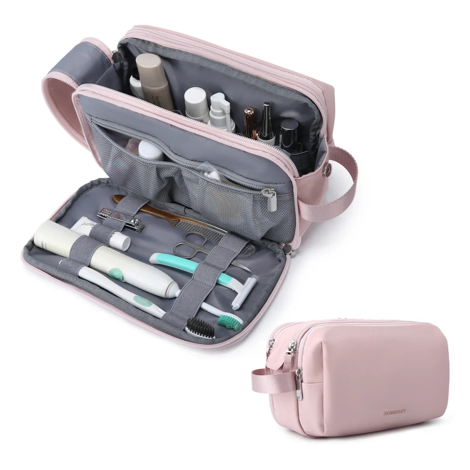 Trousse de toilette imperméable avec plusieurs compartiments et fermetures éclair – Pratique pour les voyages