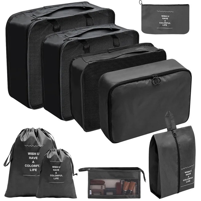 PackWunder Set d'Organisateurs de Voyage 7/8/9/10 pièces | Organisateurs de valise pliables | Pour vêtements, chaussures & accessoires