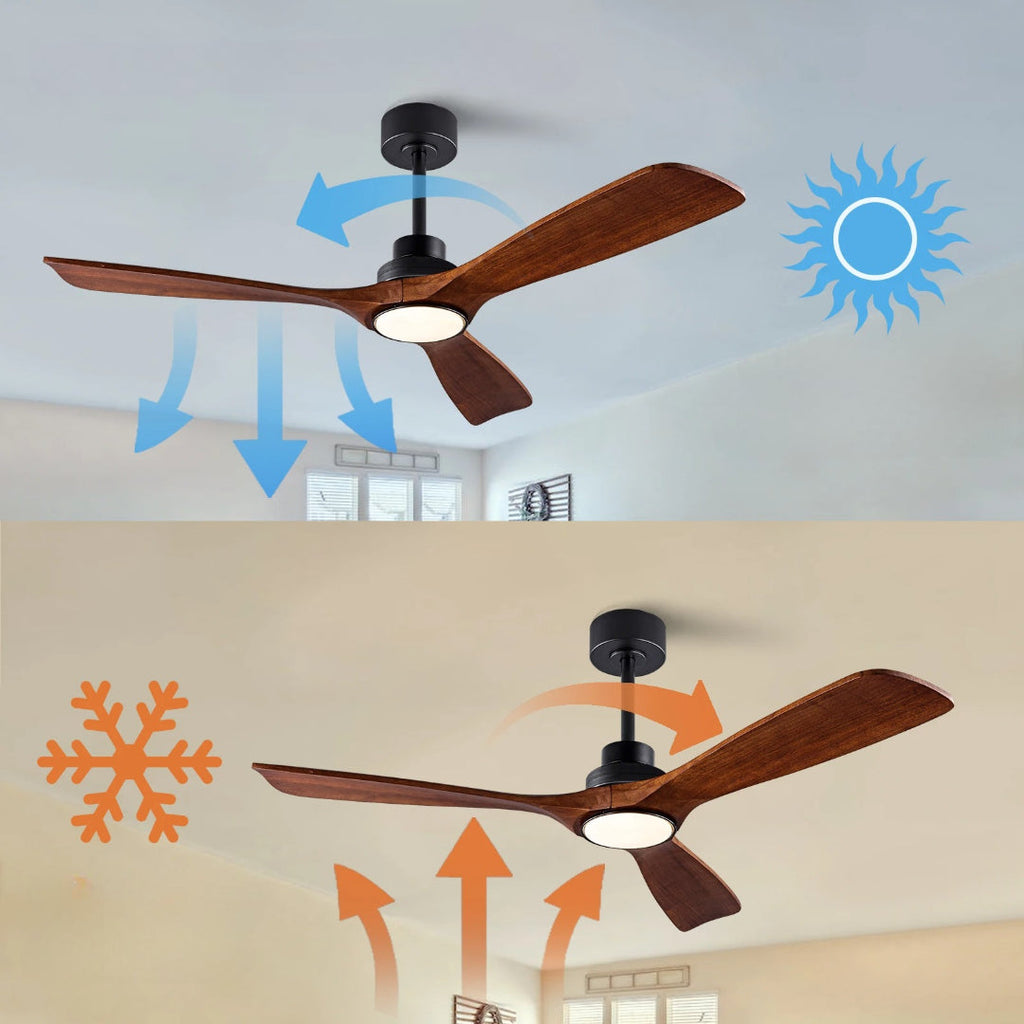 Ventilateur de plafond en bois LED