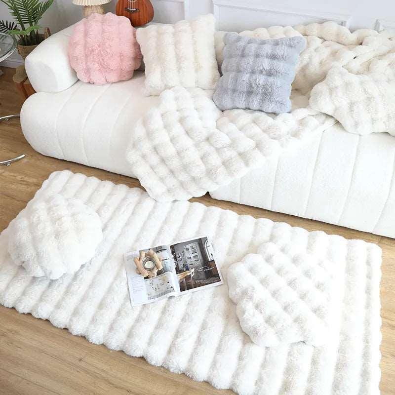 Tapis fleuri en peluche