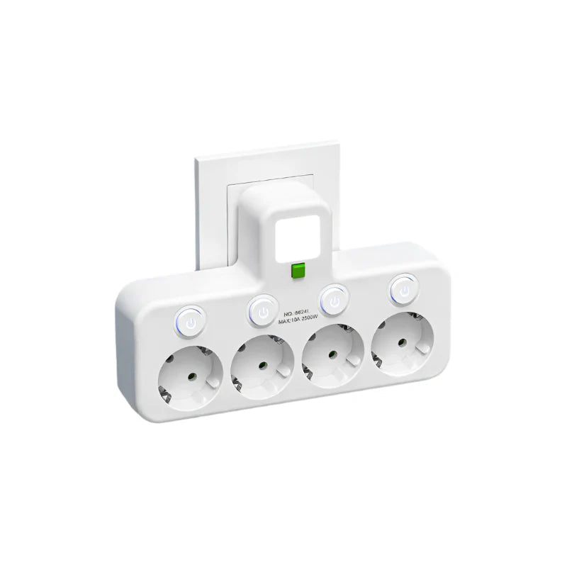Multiprise VOLTRIQ ProLine | 3–4 prises + 2× USB & 1× Type-C | 2500 W | Protection contre les surtensions & Interrupteur de contrôle
