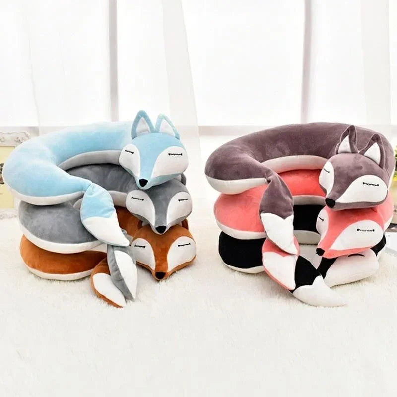 ReiseFuchs Coussin de Voyage | Super Doux & Ergonomique | Design Cartoon Renard | Pour Enfants & Adultes