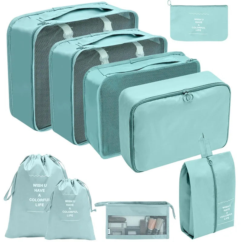 PackWunder Set d'Organisateurs de Voyage 7/8/9/10 pièces | Organisateurs de valise pliables | Pour vêtements, chaussures & accessoires