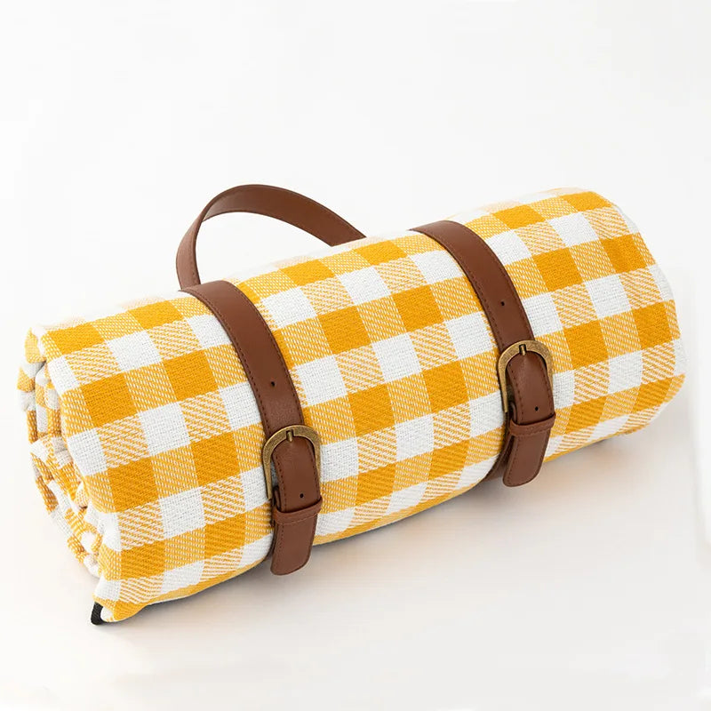 Couverture de Pique-Nique Imperméable avec Motif à Carreaux et Rembourrage en Mousse Confortable
