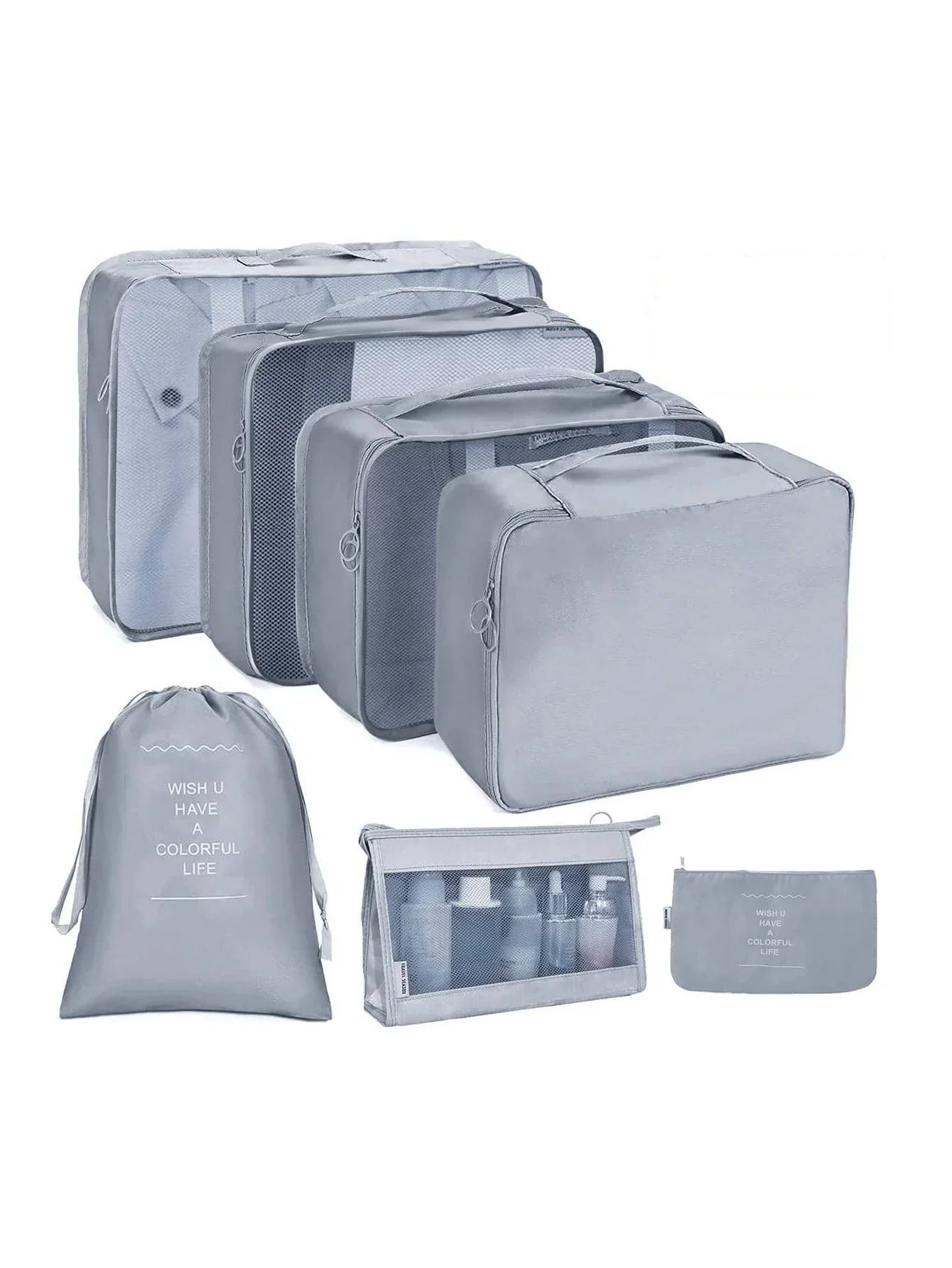 PackWunder Set d'Organisateurs de Voyage 7/8/9/10 pièces | Organisateurs de valise pliables | Pour vêtements, chaussures & accessoires