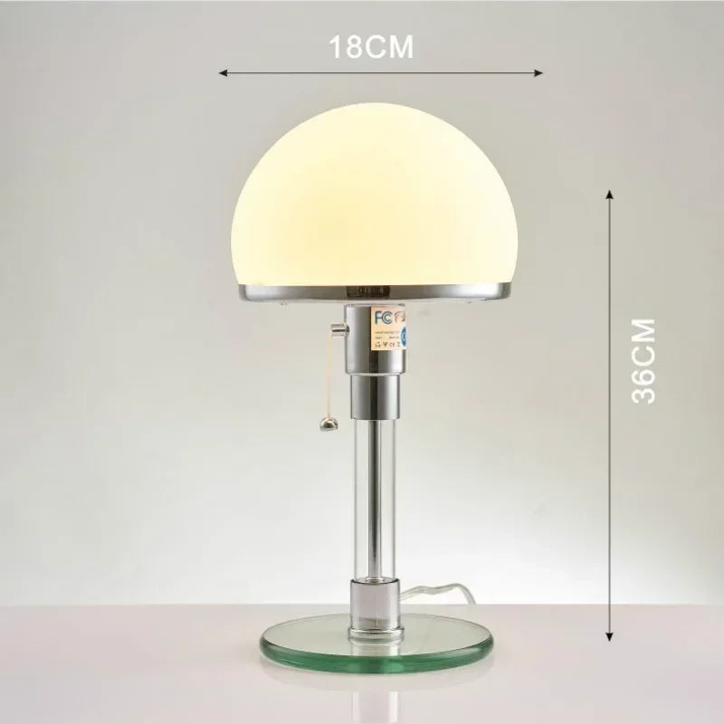 Lampe de table en verre Wilora Bauhaus
