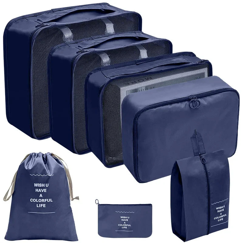 PackWunder Set d'Organisateurs de Voyage 7/8/9/10 pièces | Organisateurs de valise pliables | Pour vêtements, chaussures & accessoires