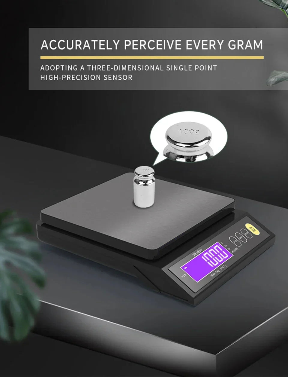 Balance de cuisine électronique numérique 5 kg/0,1 g et 10 kg/1 g, écran LCD, outil en acier inoxydable entièrement étanche pour la pâtisserie