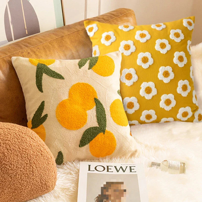 Housse de Coussin Jacquard Avec Broderie 45x45 Cm