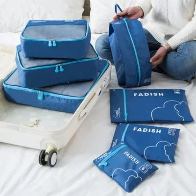 Packavio Set d'Organisateurs de Voyage 7 pièces | Sacs de Valise pour Vêtements & Chaussures | Gain de Place & Résistant à l'Eau