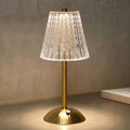 Lampe de table LED avec abat-jour en cristal et finition dorée, activée par le toucher