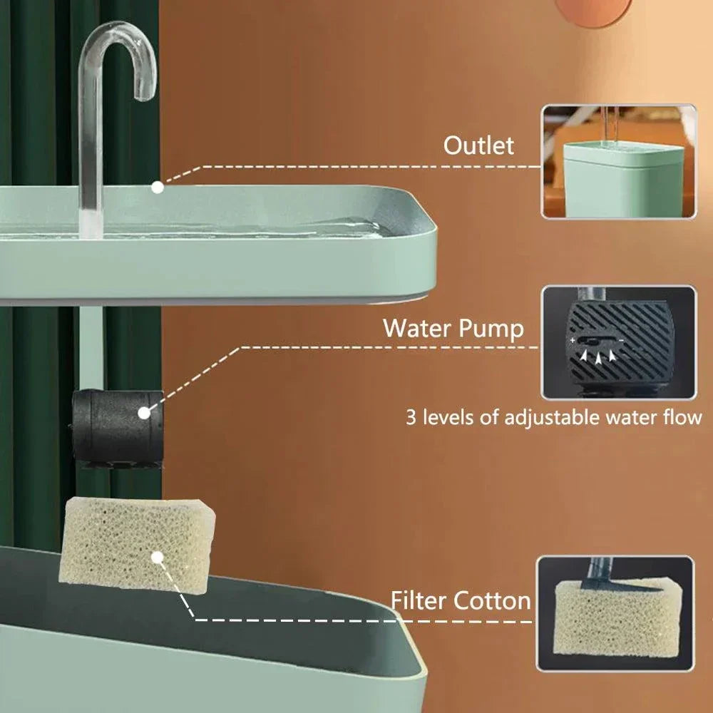 Fontaine à eau ultra-silencieuse pour animaux de compagnie avec filtration intelligente – 1,5 l en acier inoxydable