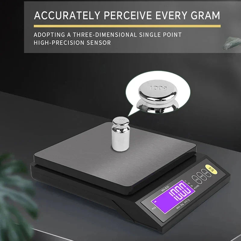 Balance de cuisine électronique numérique 5 kg/0,1 g et 10 kg/1 g, écran LCD, outil en acier inoxydable entièrement étanche pour la pâtisserie