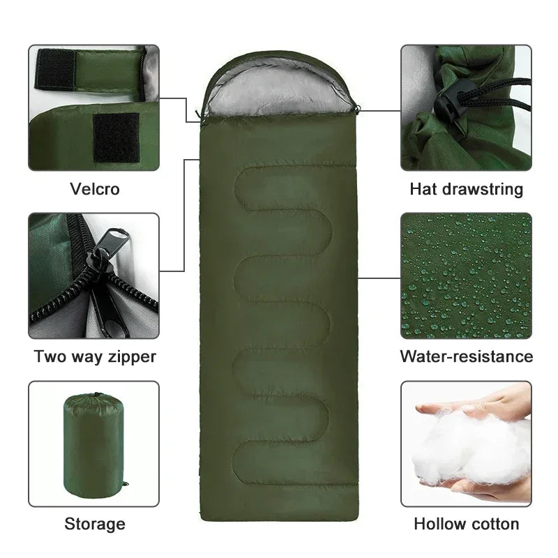 Sac de Couchage Ultraléger 4 Saisons – Chaud et Imperméable pour Aventures en Plein Air et Camping