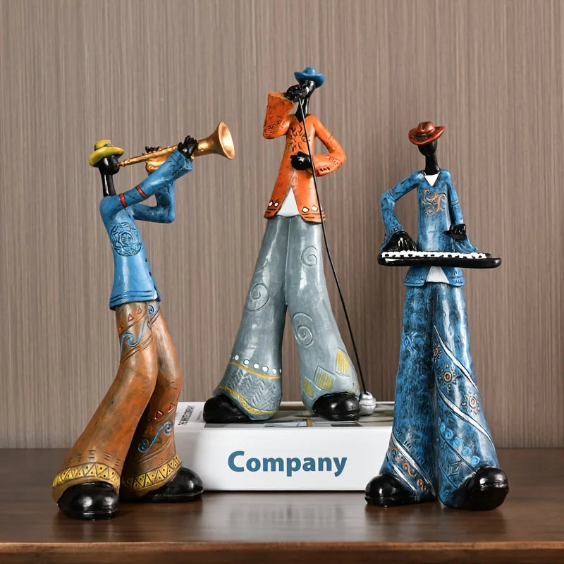 Figurine décorative de musicien en résine en position debout