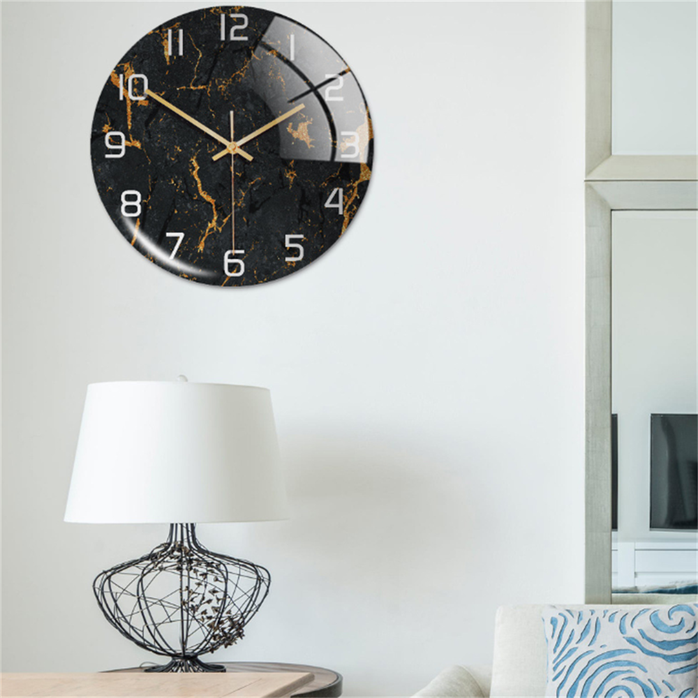 Horloge murale en effet marbre Ø30 cm – design silencieux et élégant