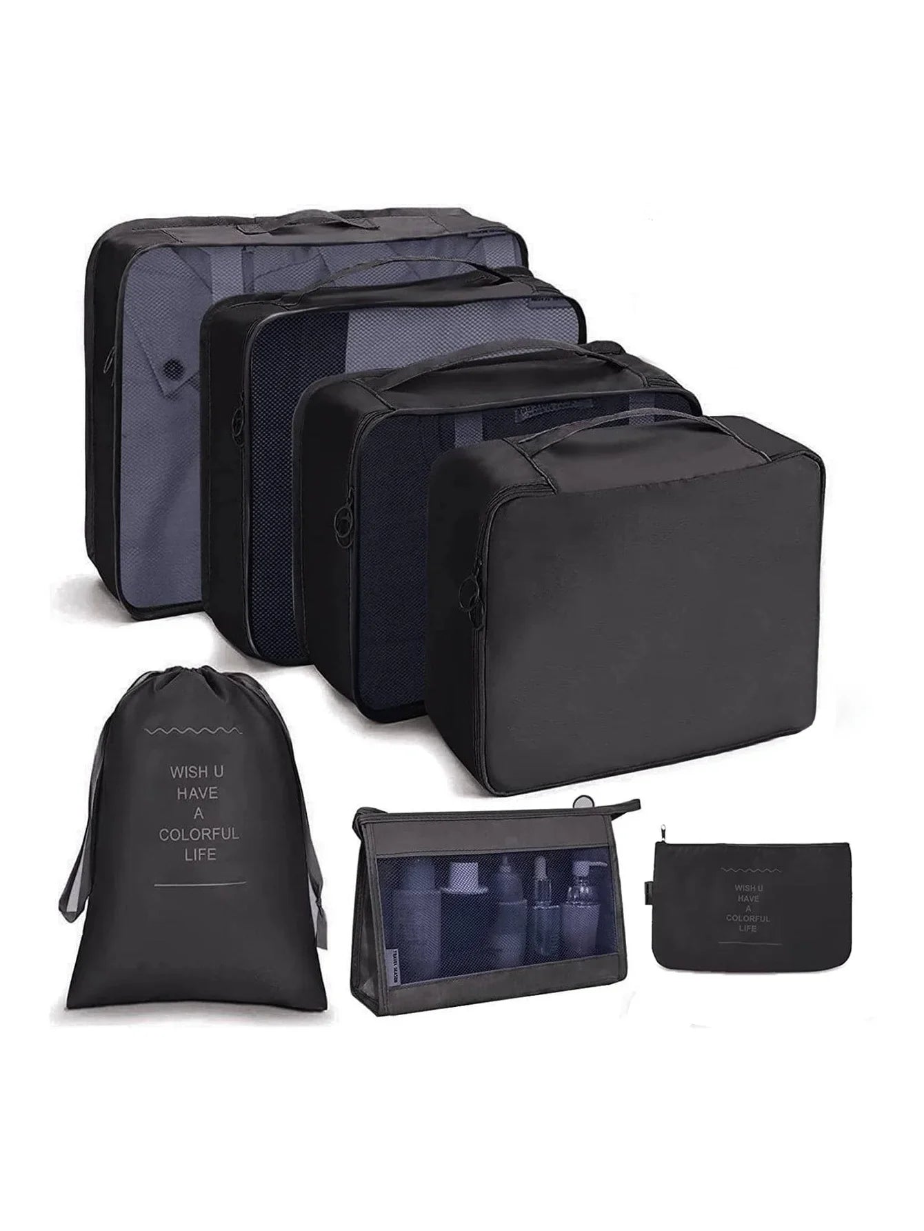 PackWunder Set d'Organisateurs de Voyage 7/8/9/10 pièces | Organisateurs de valise pliables | Pour vêtements, chaussures & accessoires