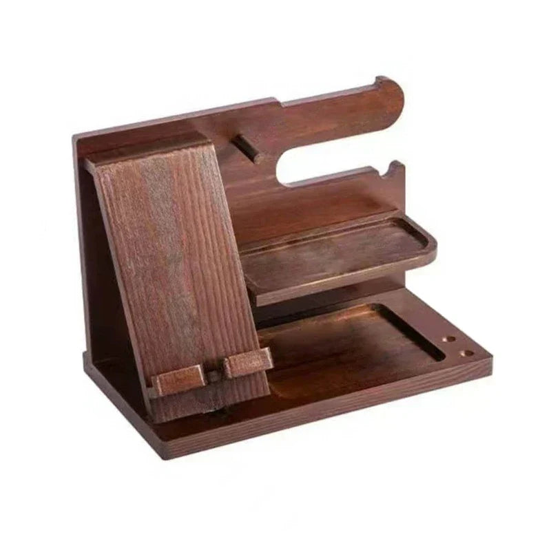 Station d'accueil pour téléphone de nuit en bois – Support multifonctionnel pour portefeuille, montre & rangement, idéal pour la Saint-Valentin