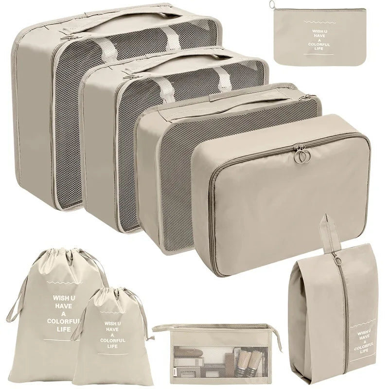 PackWunder Set d'Organisateurs de Voyage 7/8/9/10 pièces | Organisateurs de valise pliables | Pour vêtements, chaussures & accessoires