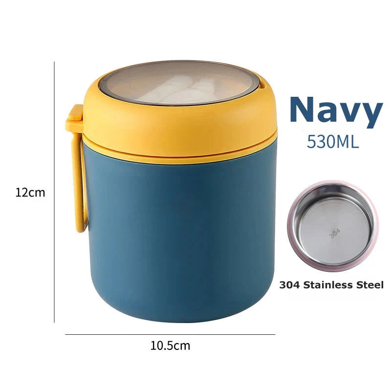 ThermoMea Conteneur Thermique en Acier Inoxydable | 530 ml / 710 ml | Tasse à Soupe & Déjeuner Isolée | Étanche & Durable