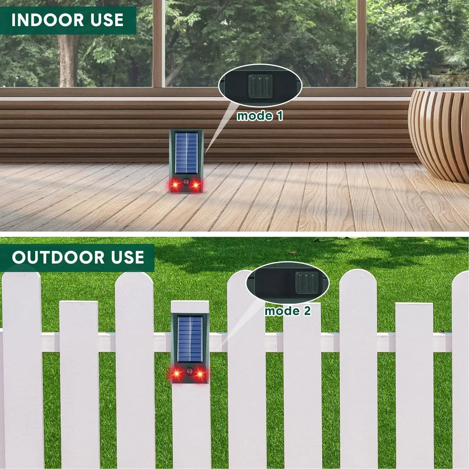 SolarGuardix Répulsif à Ultrasons pour Oiseaux Solaire | Avec LED & Détecteur de Mouvement | Étanche IP58 | Couverture de 600 m²