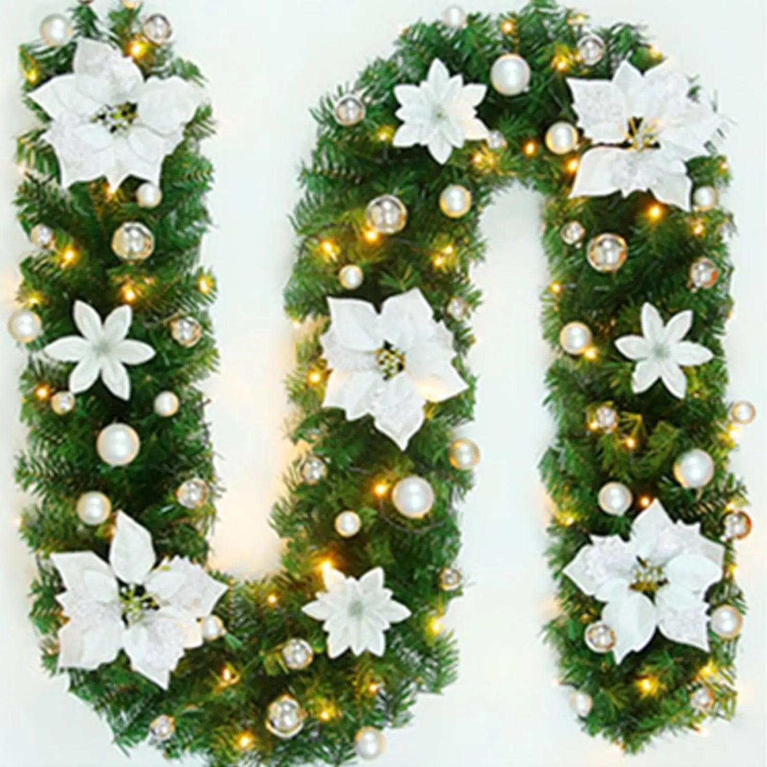 Luminarae | Guirlande de Noël 2,7 m | Avec éclairage LED & branches de sapin | Pour cheminée, rampe d'escalier & décoration de porte | 5 couleurs