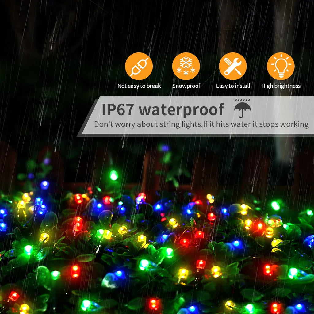 LuminaraX | Guirlande LED extérieure 24V | 8 modes d'éclairage | Étanche IP65 | 10–100 m | Pour jardin, maison & décoration de Noël