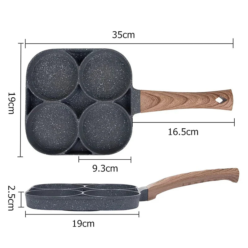 LMETJMA Poêle à œufs antiadhésive 4 tasses – Ustensile de cuisson pour crêpes, adapté aux cuisinières à gaz et à induction JT87