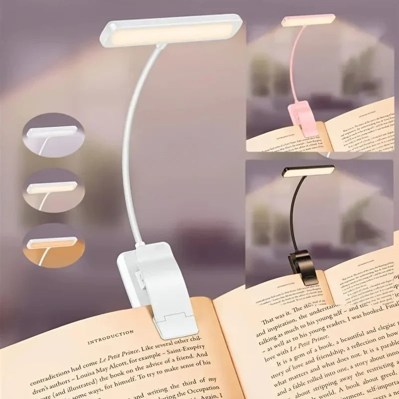 Lampe de lecture FlexiRead | Rechargeable USB | 3 couleurs de lumière & dimmable | Clip & bras flexible