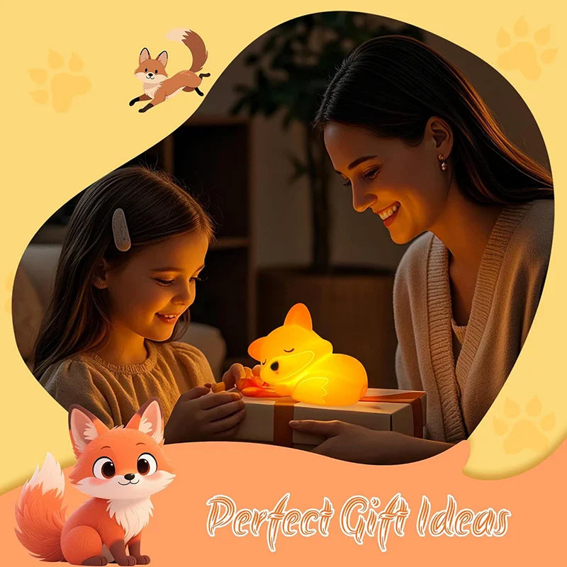 Veilleuse Fuchs en silicone | Rechargeable, dimmable & avec minuterie | Idée cadeau douce pour enfants & adultes