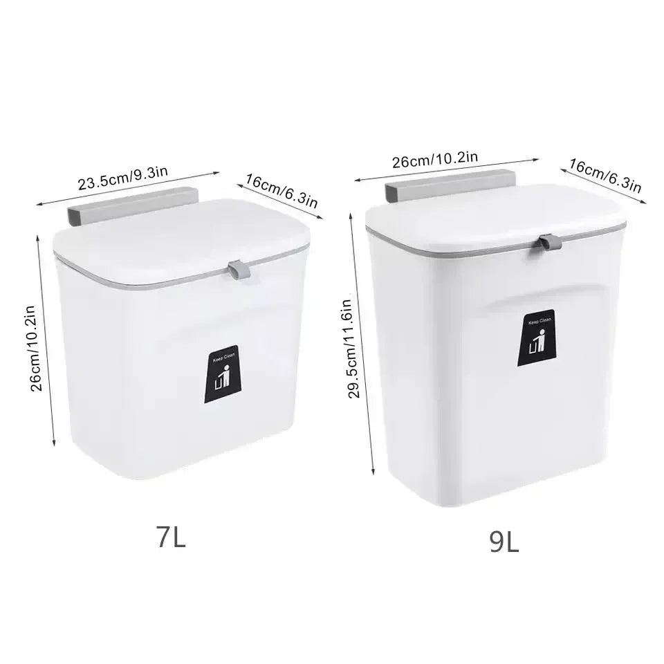 Skanto | Poubelle de cuisine et de salle de bain murale avec couvercle - Disponible en tailles 7L et 9L, idéale pour le stockage et la gestion des déchets