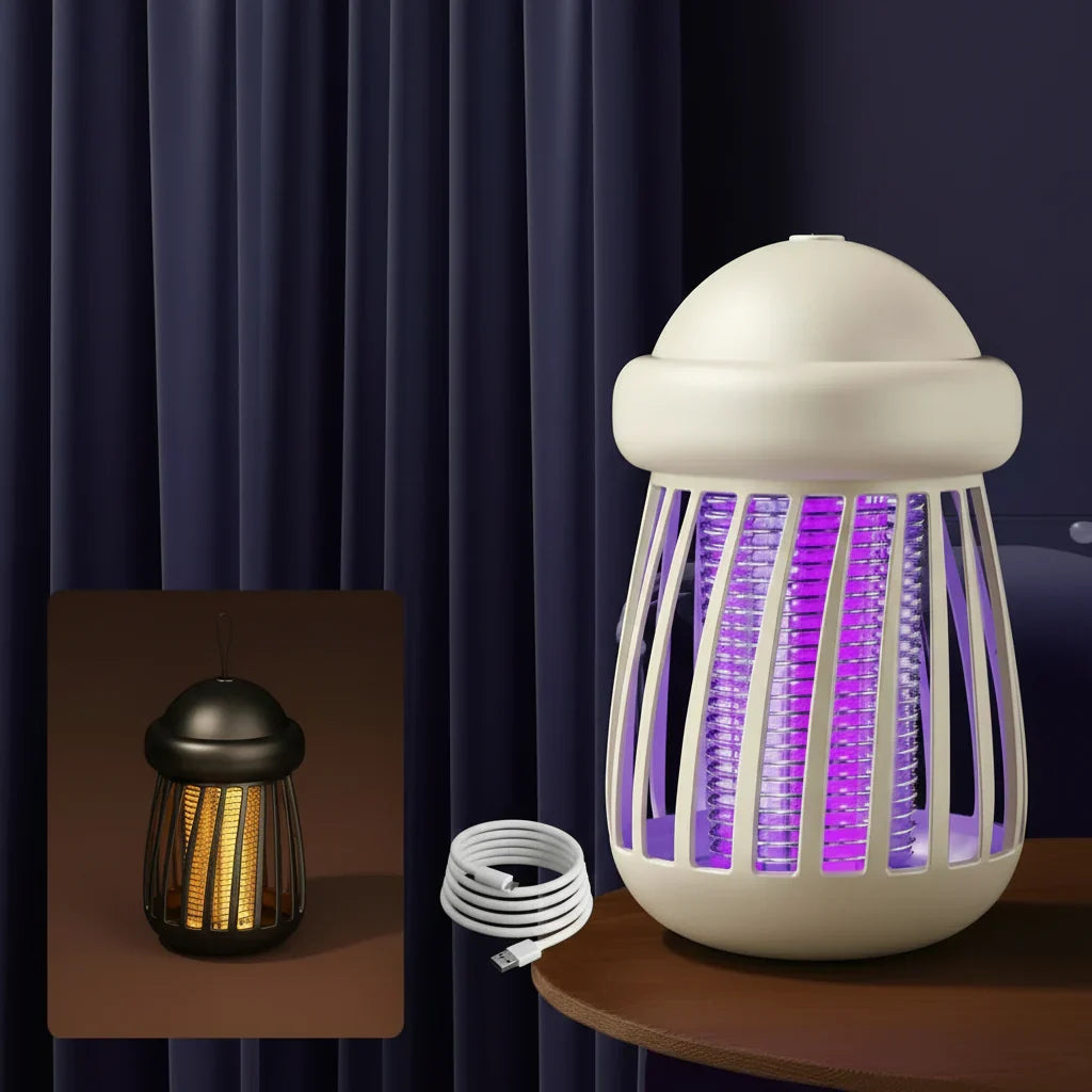 Lampe UV anti-moustiques avec grille électrique 3000V – rechargeable