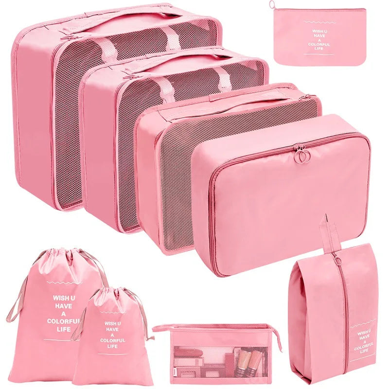 PackWunder Set d'Organisateurs de Voyage 7/8/9/10 pièces | Organisateurs de valise pliables | Pour vêtements, chaussures & accessoires