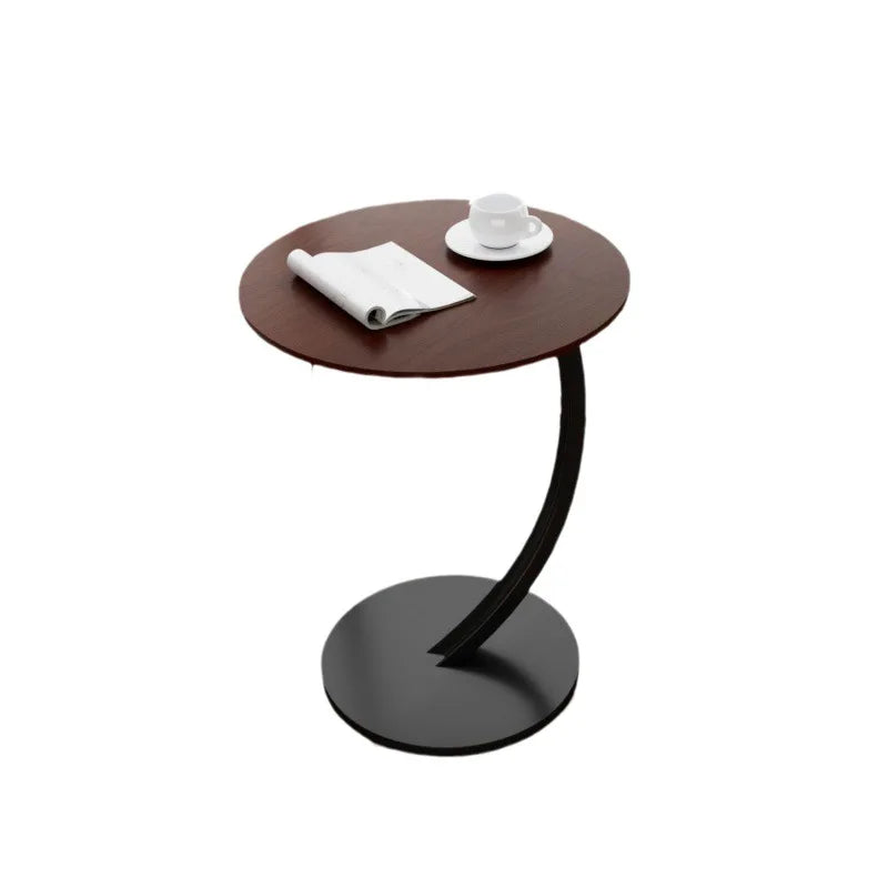 Table d'Appoint Ronde Compacte pour Salon et Chambre à Coucher avec Cadre Stable