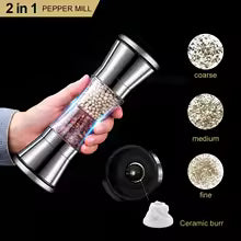 Moulin à épices 2-en-1 SPICURA DuoMill | Moulin double en acier inoxydable pour sel et poivre | Manuel et élégant