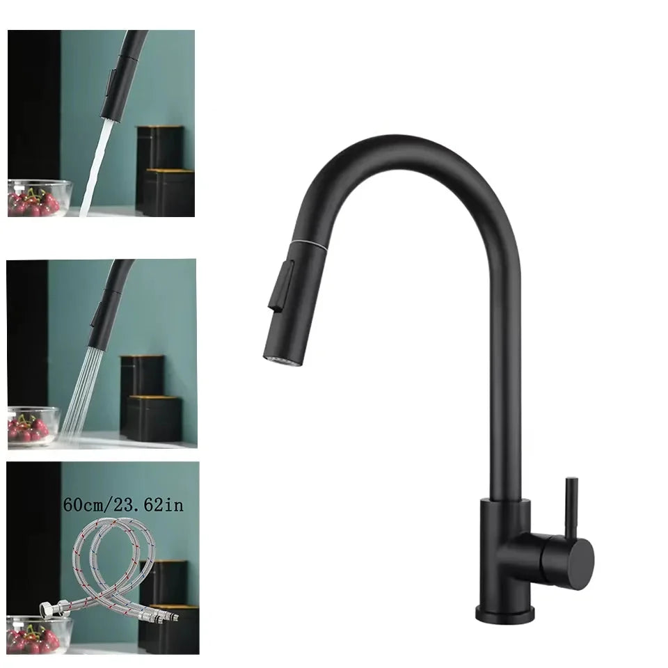 Robinet de cuisine extensible en acier inoxydable