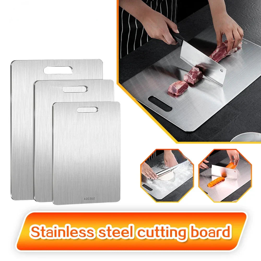 Skanto | Planche à découper en acier inoxydable 316 – Planche à découper épaisse et double face pour cuisine, usage domestique et pétrissage de pâte