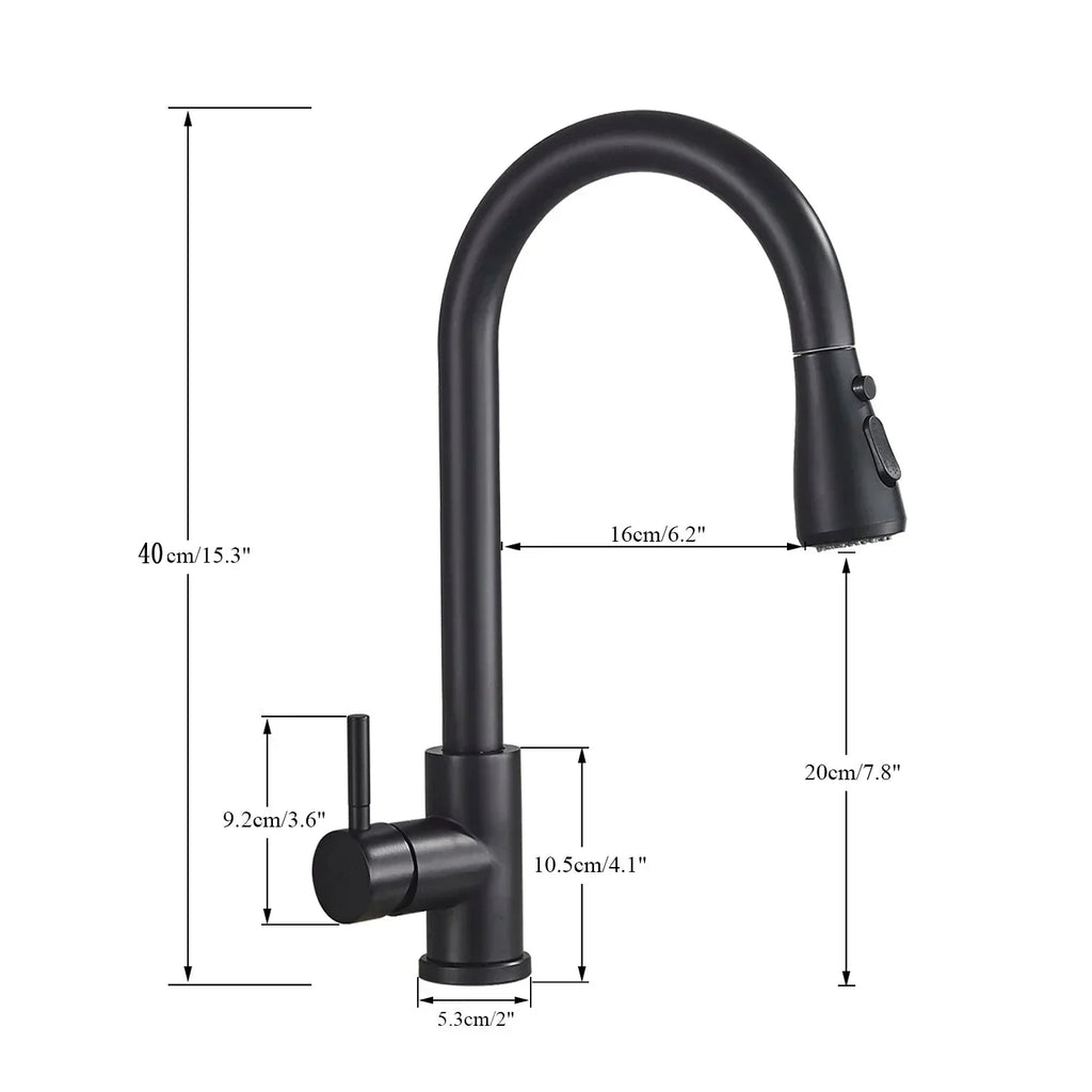 Skanto | Robinet extensible avec mélangeur à levier unique – Robinet flexible avec fonction douche, Acier inoxydable de haute qualité, Idéal pour les cuisines modernes, Installation facile