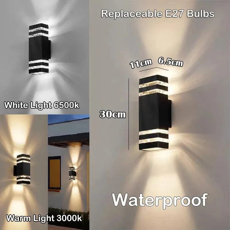 LumiBloc Applique LED extérieure | Effet Up & Down | Douille E27 | Étanche IP65 | Design moderne pour jardin et balcon