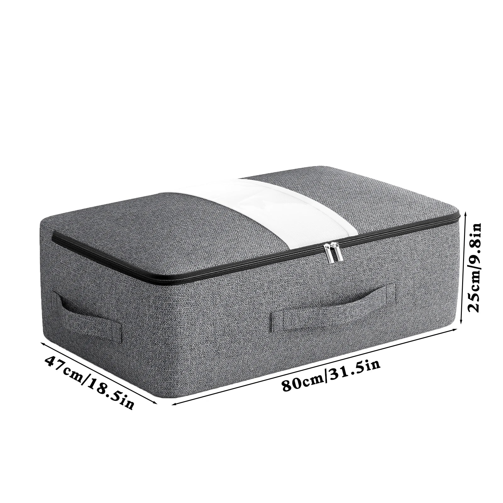 Sac de rangement Livono | Extra Grand & Pliable | Avec fenêtre transparente & fermeture éclair | Tissu cationique Gris