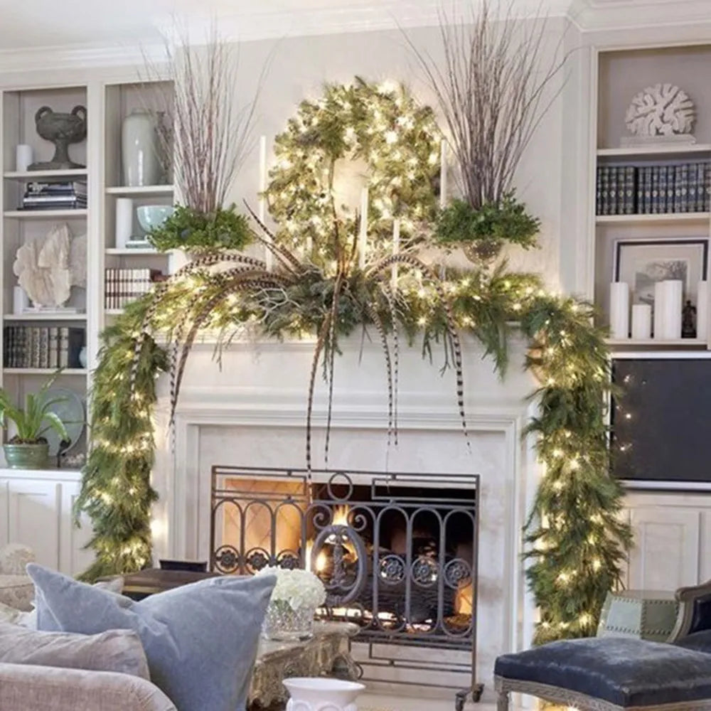 Luminarae | Guirlande de Noël 2,7 m | Avec éclairage LED & branches de sapin | Pour cheminée, rampe d'escalier & décoration de porte | 5 couleurs
