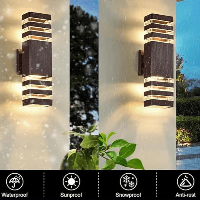 LumiBloc Applique LED extérieure | Effet Up & Down | Douille E27 | Étanche IP65 | Design moderne pour jardin et balcon